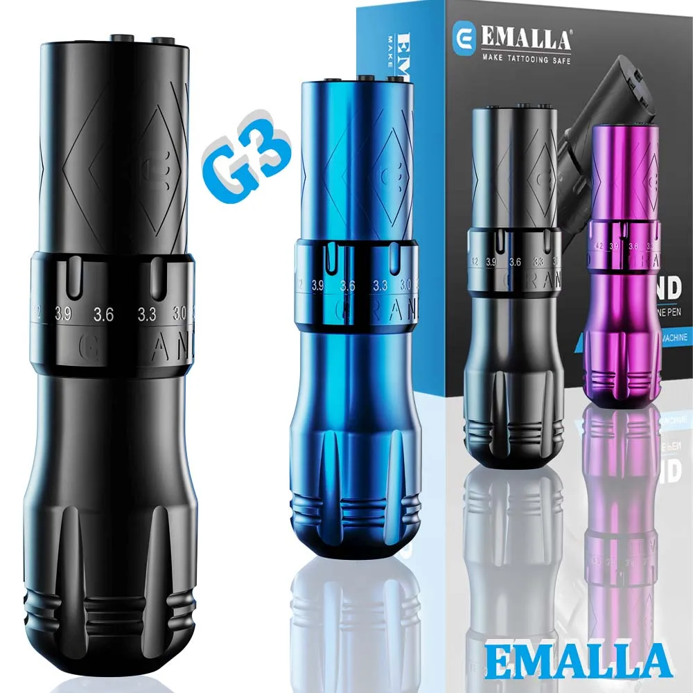 EMALLA G3 آلة الوشم القلم اللاسلكية آلة الوشم فرش السيارات 7 السكتات الدماغية قلم الوشم تجميل دائم إبرة الوشم العرض