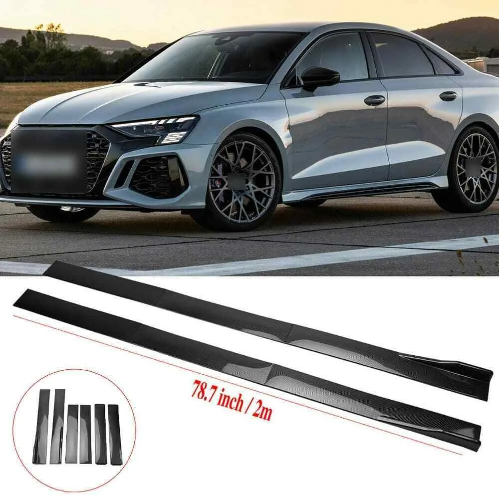 

For AUDI Sedan 78.7" Carbon Fiber Side Skirt Extension Rocker Panel Lip Splitter United States