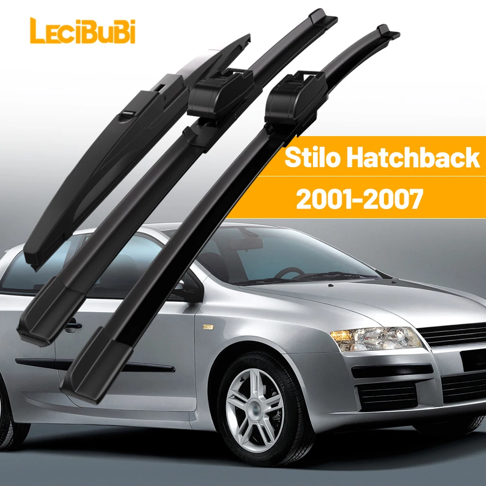 For Fiat Stilo Hatchback 2001-2007 1set Front & Rear Windshield Wiper Blades Windscreen Wipers 2002 2003 2004 2005 2006