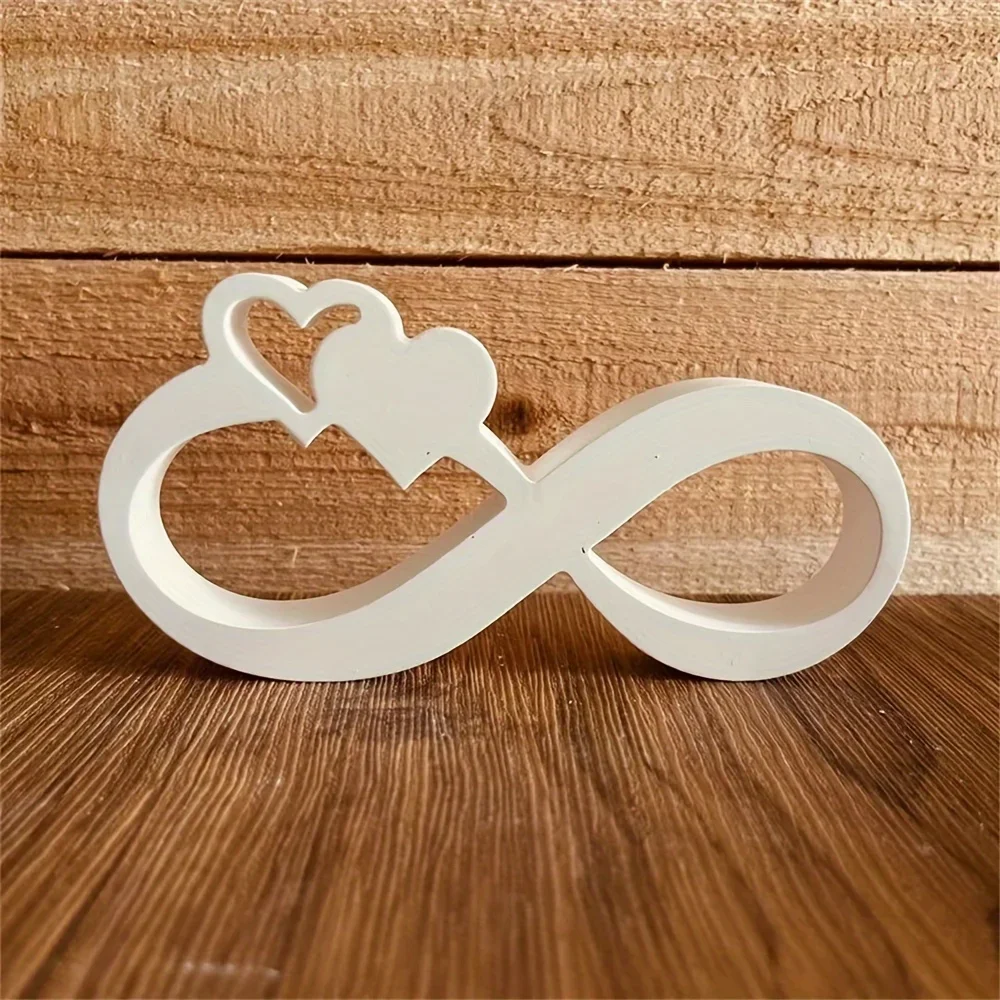 Infinity Heart Decor White Resin Love Sign Home Decor Romantic Valentine's Day Anniversary Gift for Couple Wedding