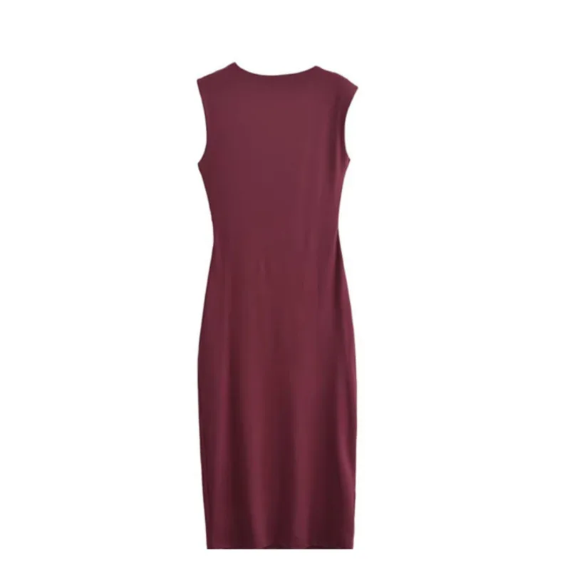 New Sexy Women Slim Midi Dress 2025 Spring Summer Fashion Sleeveless Chic Pleated Dress Causal Party Dress