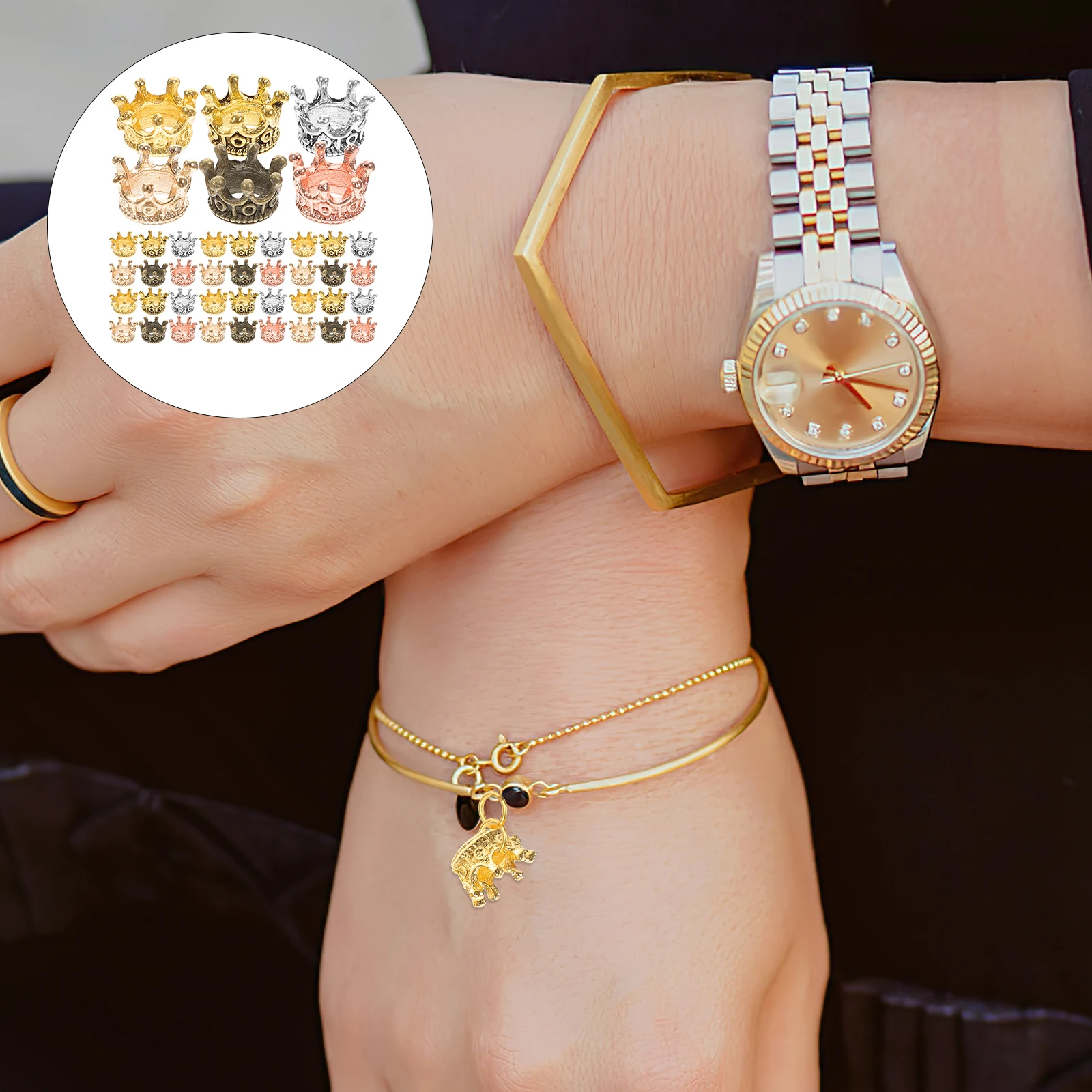 

60Pcs Crown-Shaped Alloy Charms DIY Jewelry Pendants Necklace Keychain Making Accessories Crown-Shape Charms DIY Pendants