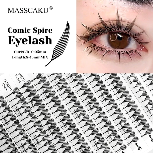El más nuevo MASSCAKU C/D Curl 0,05mm de espesor Manga Anime estilo Spire pestañas Wispy Base puntiaguda cómic Spire paquetes de pestañas