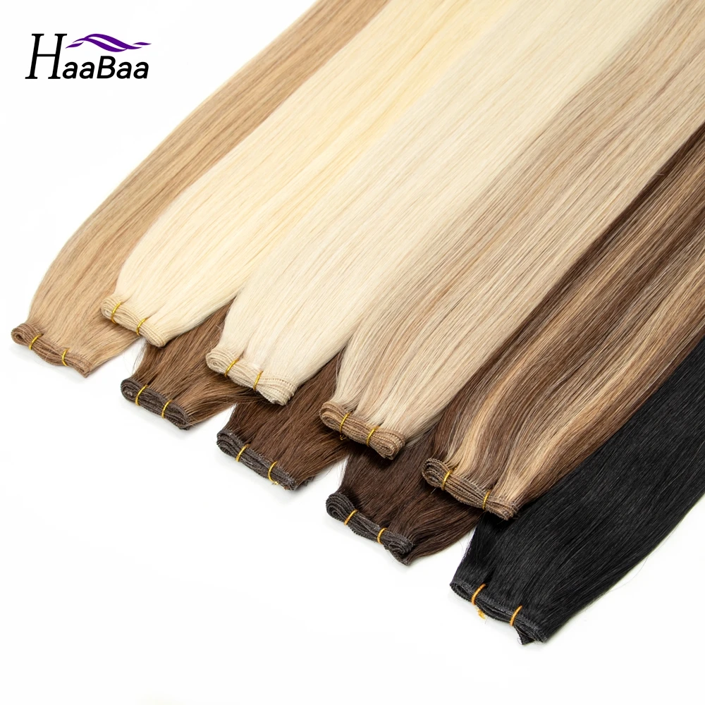 Genius trama em linha reta brasileiro natural feixes de cabelo humano 12 "16" 20 "24" extensões de cabelo invisível 40-50g tece de cabelo para mulher