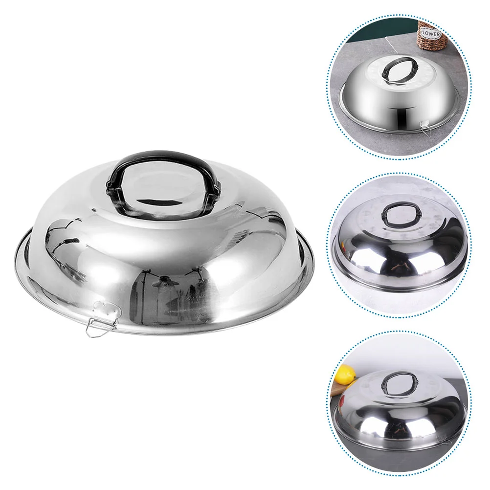 Food Stainless Steel Pot Lid Universal Cooking Tool Cover Hamburger Wok 29X29CM Thickened Silver Work