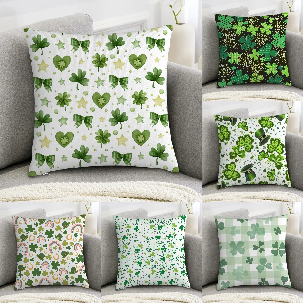 

Saint Patrick's Day Pillow Case Sofa Decorative Home Double-sided Print Plush Square Throw Pillow Covers Cushion Decor Cover
