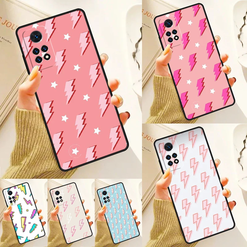 Lightning Bolt and Stars Pastel Case For Samsung Galaxy S24 Plus S23 S20 S21FE Lite S22 Ultra Note 20 S8 S9 S10 Phone Coque