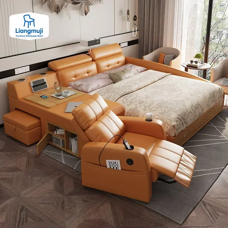 

Simple Tatami Bed Massage Electric Multifunctional Headboards Double Bed Queen Size Frame Camas Moderrnas Inteligentes Furniture