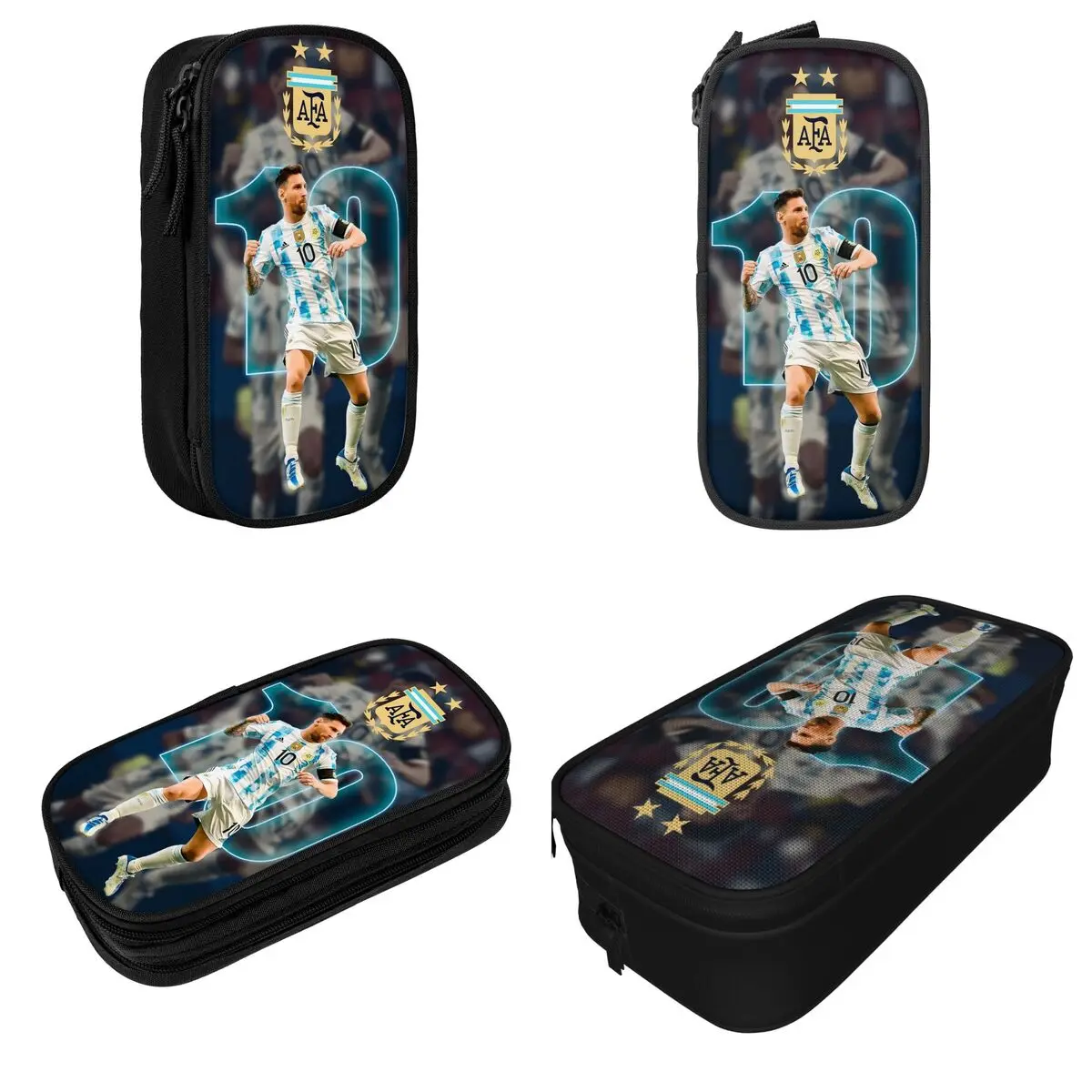 Estuche de fútbol Messi para bolígrafos de Argentina, bolsas para bolígrafos de fútbol para niñas y niños, almacenamiento grande, suministros escolares, estuches con cremallera