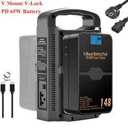 V Mount V-Lock 148Wh PD-VM150 PD-VM75 Battery+Dual Channel Battery Charger for Sony Camcorder Broadcast Video Light