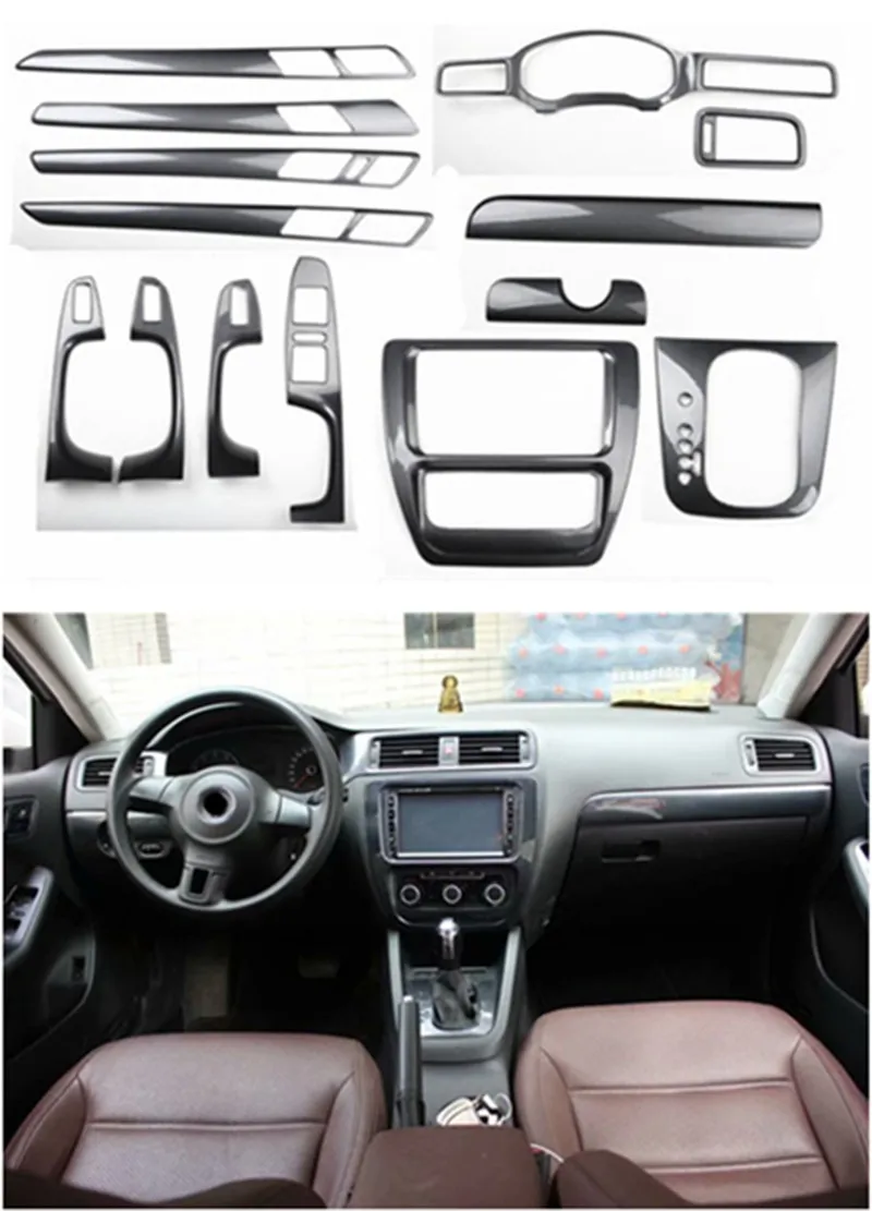 1lot Car Stickers ABS Carbon Fiber Grain Inside Decoration Cover for Volkswagen VW 2012-2014 Jetta 6 MK6