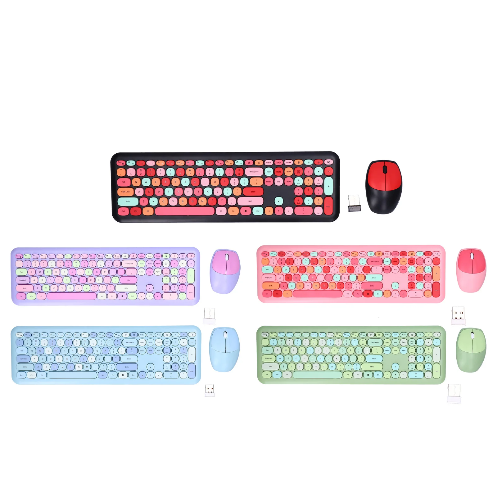 Computer Keyboards Mice Keyboard Mouse Combo Wireless Multi Color Automatic Power Saving for Home  for Computer for PC