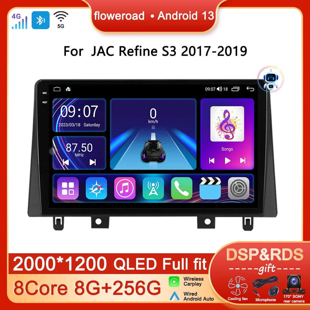 

2 din WIFI Carplay Auto Android For JAC Refine S3 2017-2019 Car Radio Multimedia Player Video Navigation GPS Stereo QLED Screen