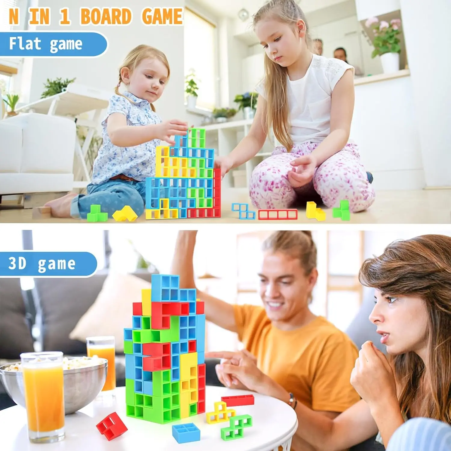 48 pçs tetra torre blocos de construção equilíbrio empilhamento jogos brinquedos para crianças adultos amigos sala de aula família jogo de tabuleiro e festa divertida