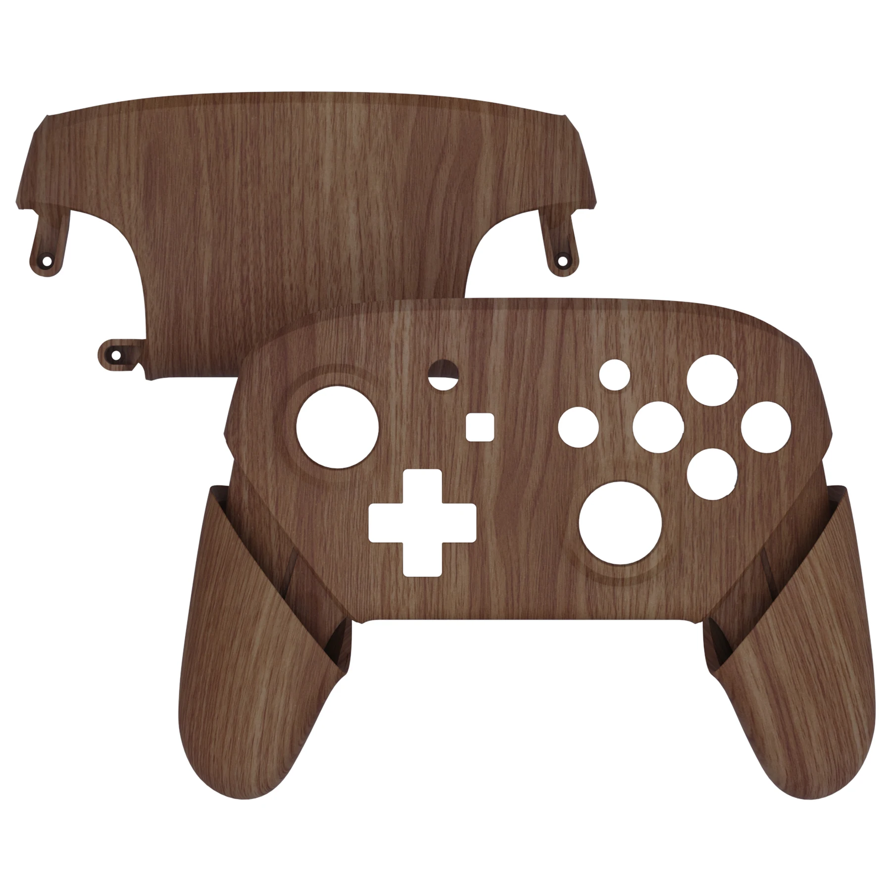 eXtremeRate Faceplate Backplate Handles for Nintendo Switch Pro Controller, Wood Grain Soft Touch Grip Replacement Shell Buttons