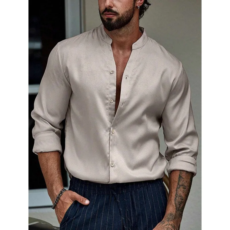 

Slim Fit Casual Long Shirt for Men Casual Turn-down Collar Male Model Comfortable Breathable Cotton Spring Summer Autumn