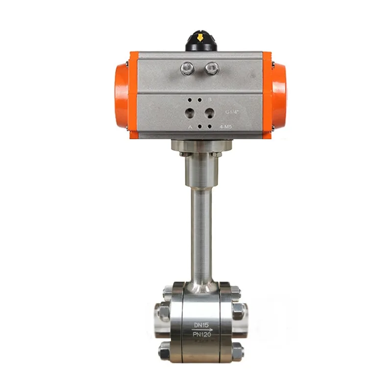 DN25 -196degree  Ultra-Low Temperature Forged SS304 Steel Extended Stem Female Thread Pneumatic Cryogenic Ball Valve