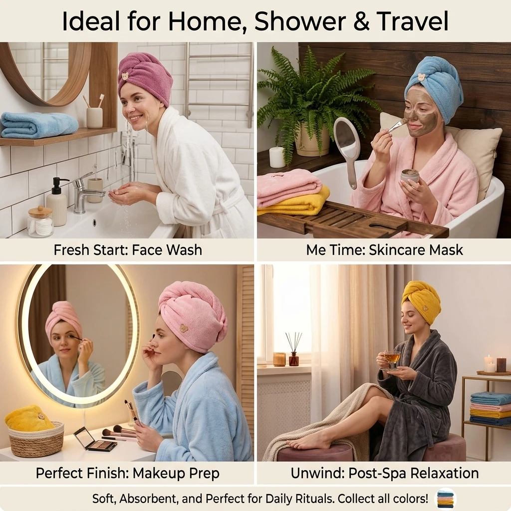 1pc Soft Microfiber Bath Hat Hair Drying Cap, Super Absorbent Quick-Dry Turban Headscarf, Multi-Color Women's Shower Cap