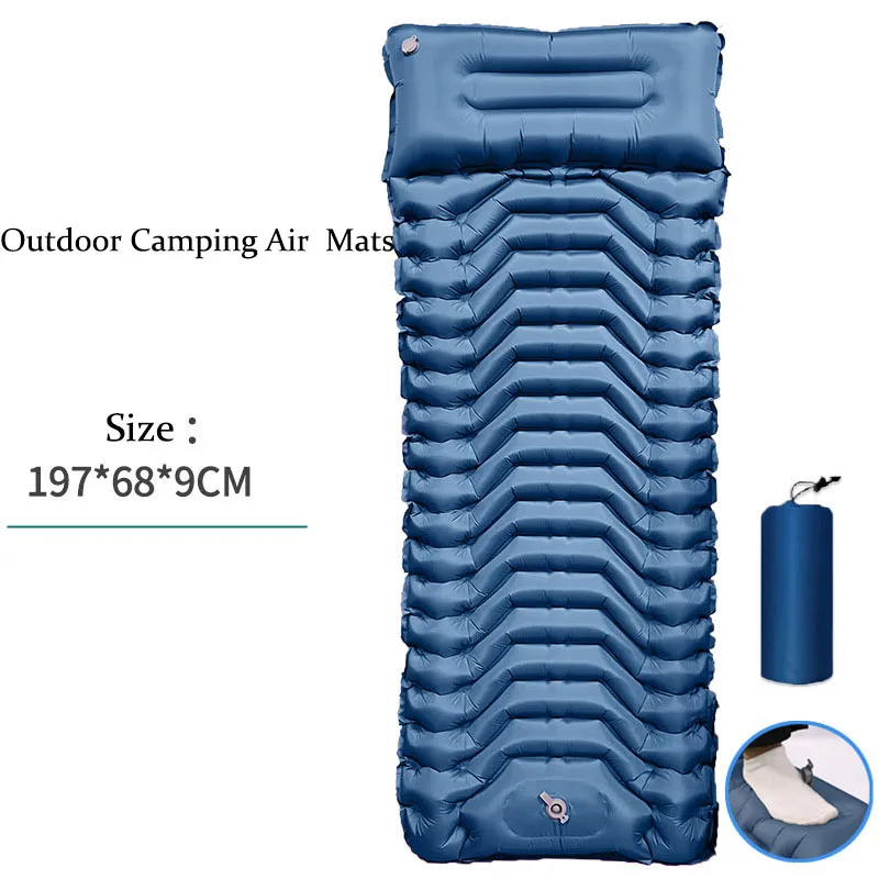 

197x68x9CM Outdoor Camping Inflatable Mattress Hiking Thick Nature Camping Picnic Blanket Beach Air Mat 9CM Single Sleeping Pad