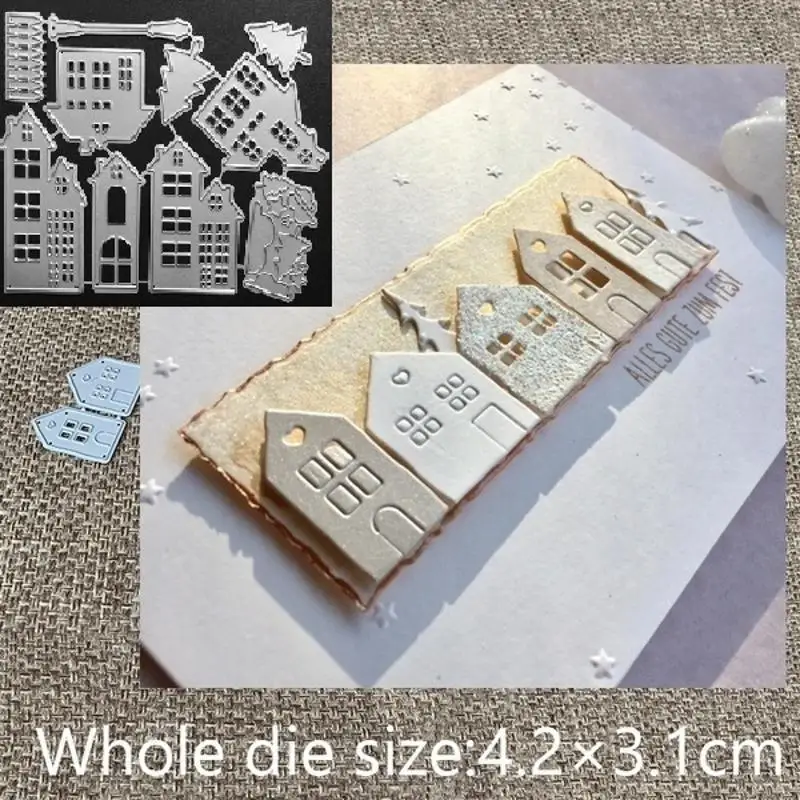 Creative Christmas Small House Metal Cutting Die DIY Handmade House Building Embossing Die Scrapbook Brochure House Carving Die