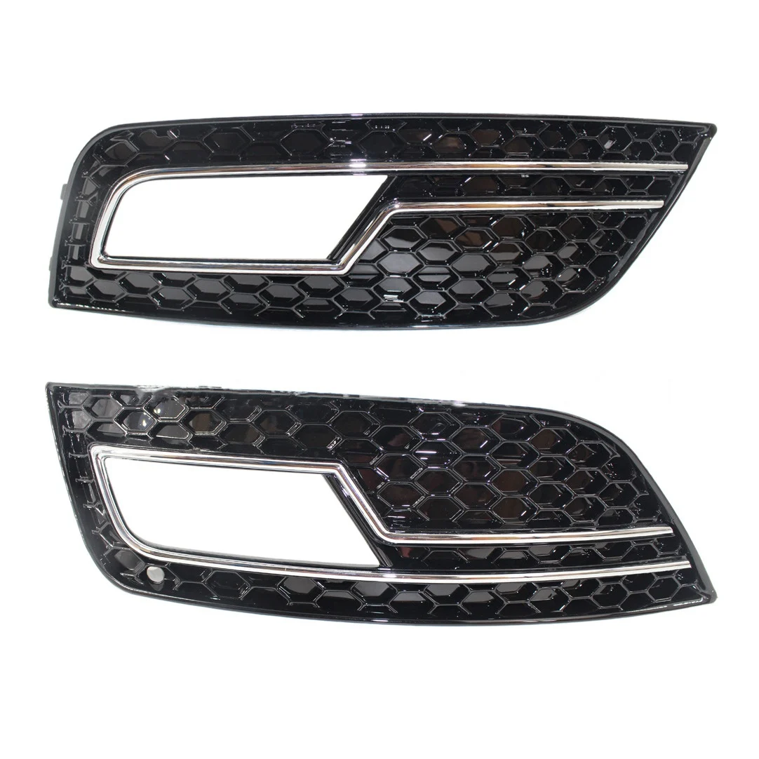 1Pair Car Front Fog Light Grill Cover for Audi A4LB9 S4 RS4 A4 B8.5 2012-2015 Honeycomb Grille Silver