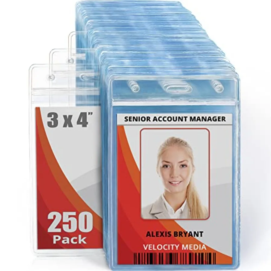 

Держатели для бейджей USA Large L Vertical (прозрачные, 3x4 дюйма, 2 шт.), пластиковые чехлы для именных бейджей с застежкой-молнией.