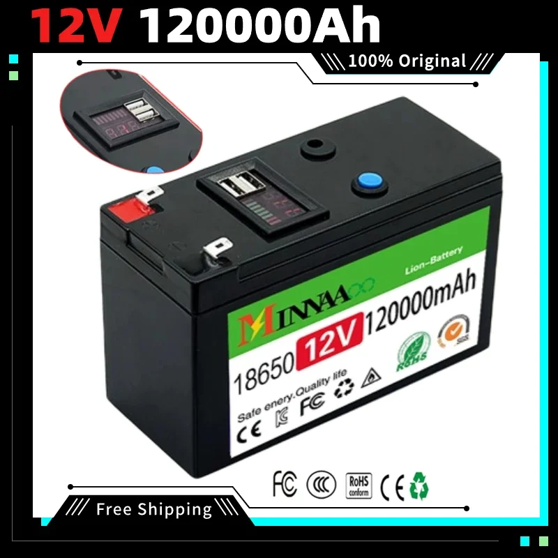 

NEW Sprayers 12V 120Ah Built-In High Current 18650 Lithium Battery Pack For Electric Vehicle Batterie 12.6V Charger with usb