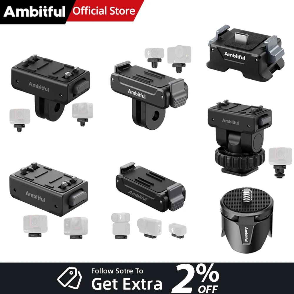 Adaptateur magnétique à dégagement rapide, base de caméra, accessoires pour caméra d'action, pour DJI Action 3/4/5PRO/6/NANO/Osmo 360 Insta360 Ace Pro/X5