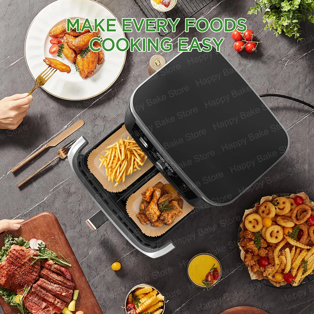 مقلاة هوائية ورق خبز للاستعمال مرة واحدة لمقلاة هوائية بدرج نينجا فودي فليكس 10.4 لتر AF500EU/AF500EUCP، 5.2 لتر بطانات مقلاة هوائية مزدوجة المنطقة