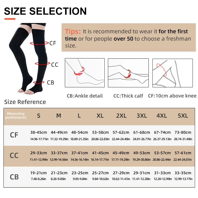 Legbeauty 23-32mmHg Elastic Nursing Compression Stocking Unisex Medical Class 2 Pressure Stockings Sleep Feet Varicose Vein Sock