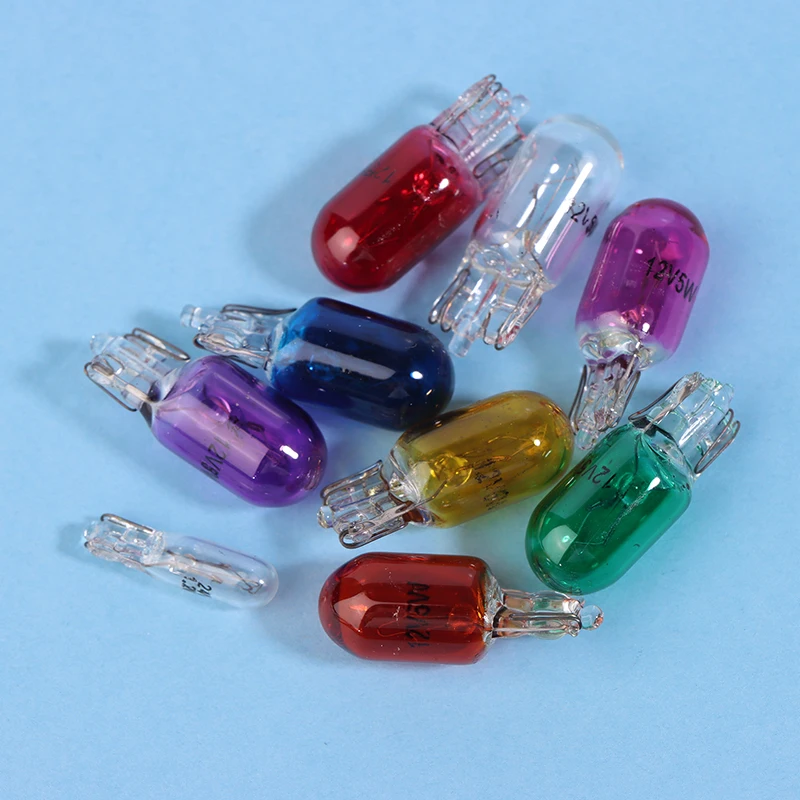 10Pcs 24V 1.2W T5 /12V 5W T10 Glass Light Bulb Dashboard Instrument Panel Brake Light Bulbs Headlights Lamp Lights Car Lights