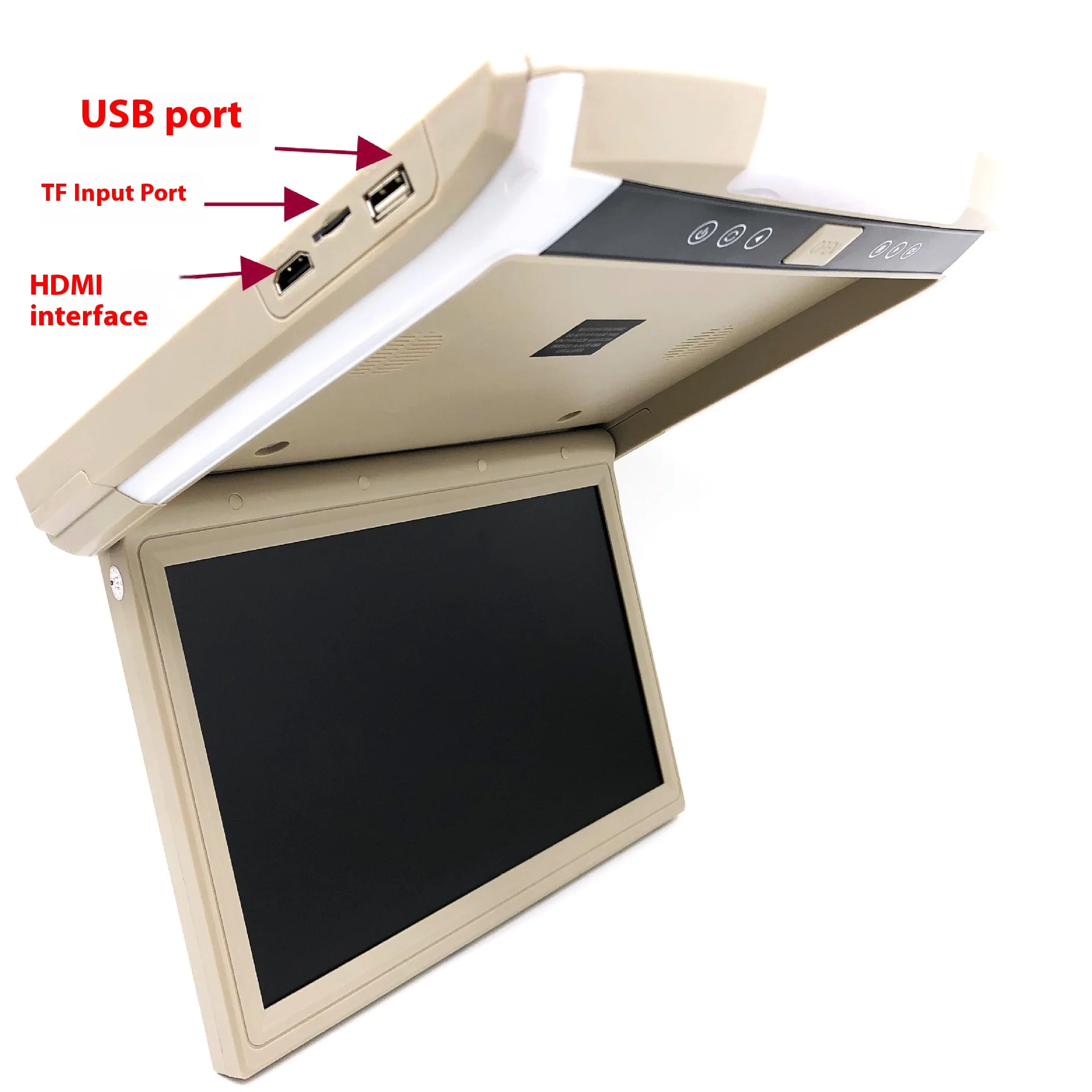 Factory Direct MP5 Car HD 12.3-Inch LCD Screen Flip-Down Design USB Connection Android 10 OS Placement Roof Headrest 12V 1 Year