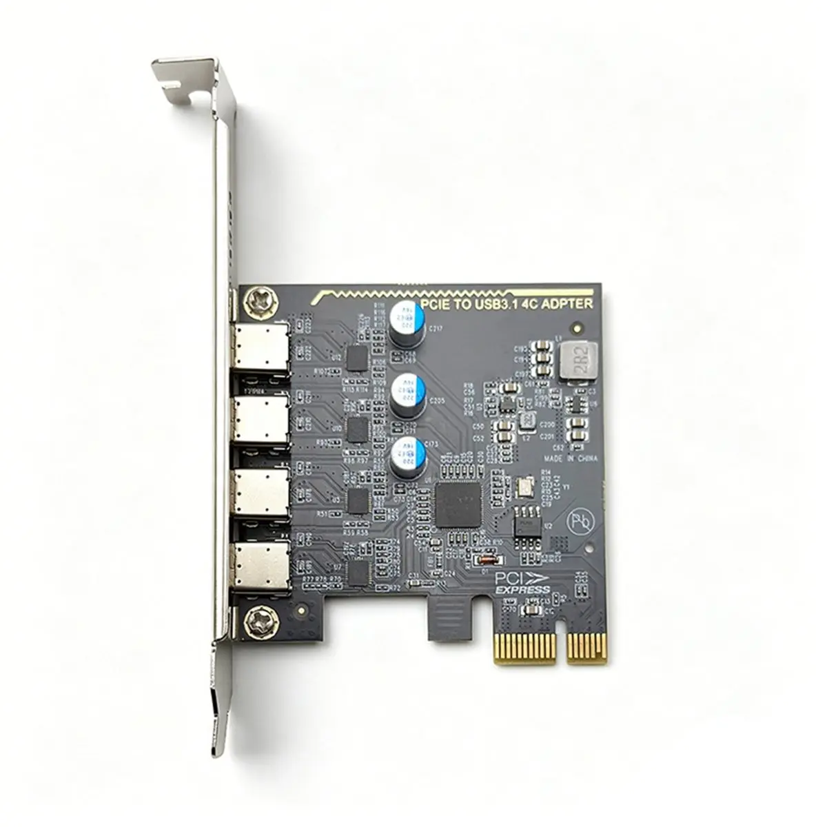 PCIE USB Type C Expansion Card Adapter HUB 4Port USB-C USB3.2 GEN1 5Gbps Riser Card with Low Profile Bracket for Desktop