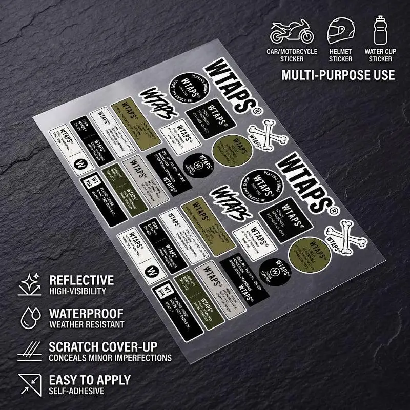 AliExpress bilibili W-wTaPs-S All Purpose Reflective Waterproof Scratch Blocker Decal Car Bike Helmet Cup Refrigerator Decorative Stickers
