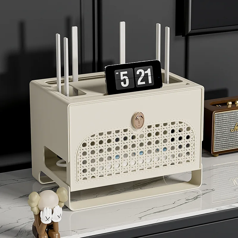 Router Storage Box WiFi Router Cover Desktop Organized Power Strip Cable Storage Rack For Home Living Room Office Hider Rack