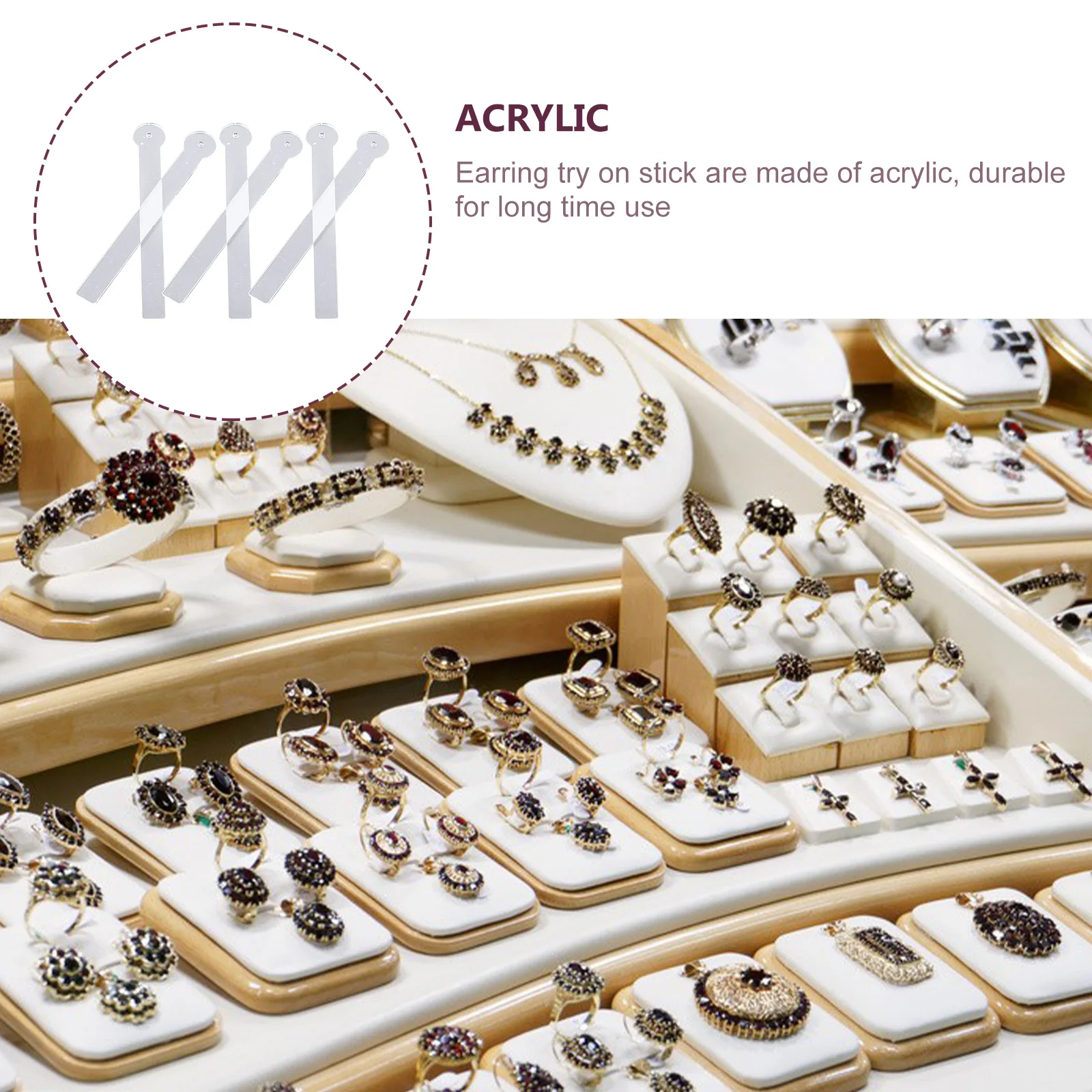 

6 pcs Earring Display Sticks Acrylic Holder for Jewelry Store Salon Counter Clear Durable Compact Rack Earring