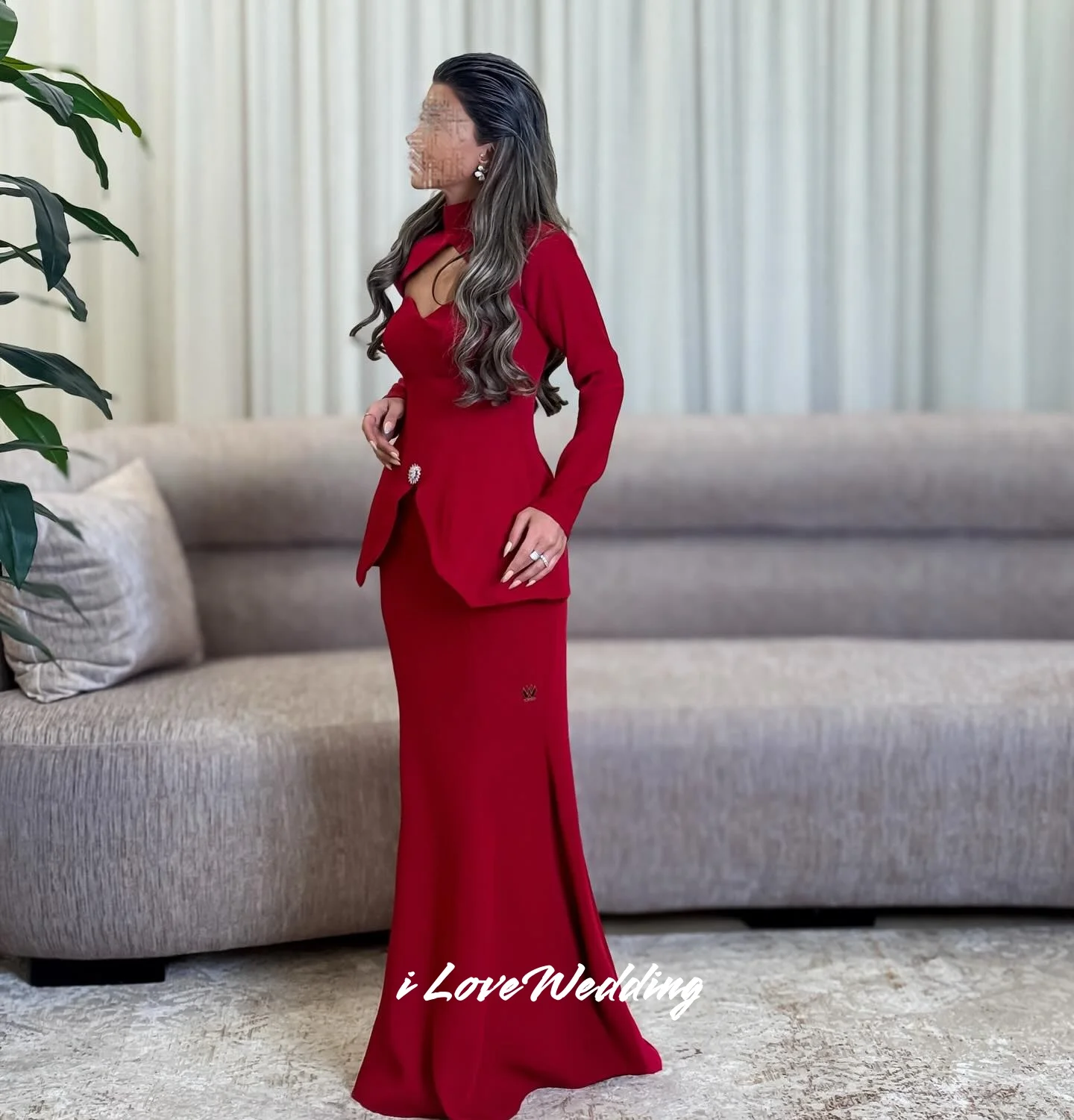 레드 스윗하트 이브닝 드레스 2025 새틴 롱 슬리브 비즈 머메이드 플로어 기장 프롬 드레스 플리츠 웨딩 파티 드레스 맞춤 제작