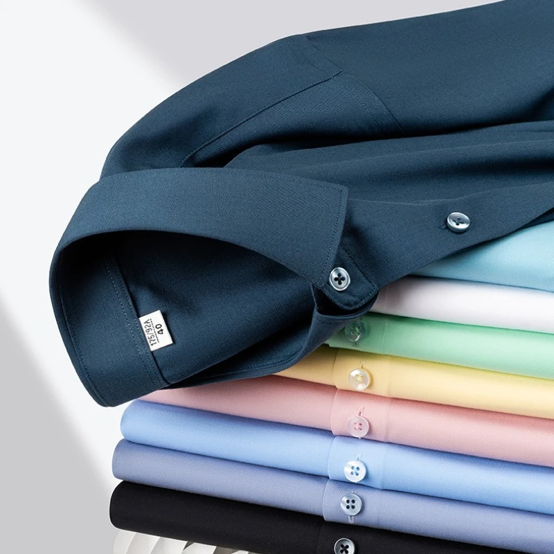 

Business New Modal Blue White Office Shirt Men Shirt Long Sleeves Dress Shirts Men short sleeves Slim Fit Camisa Social Casual