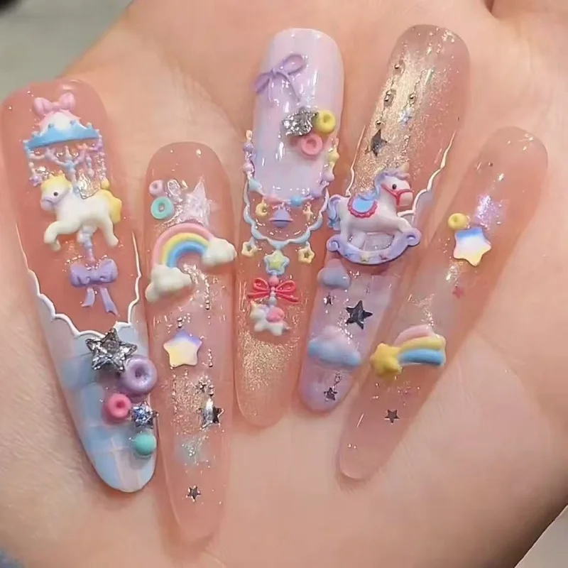 1pc Trojan Unicorn KT Jelly Beans  3D Acrylic Nail Mold Hand Engraving Mold Nail Art Decorations Silicone Nail Art view 4