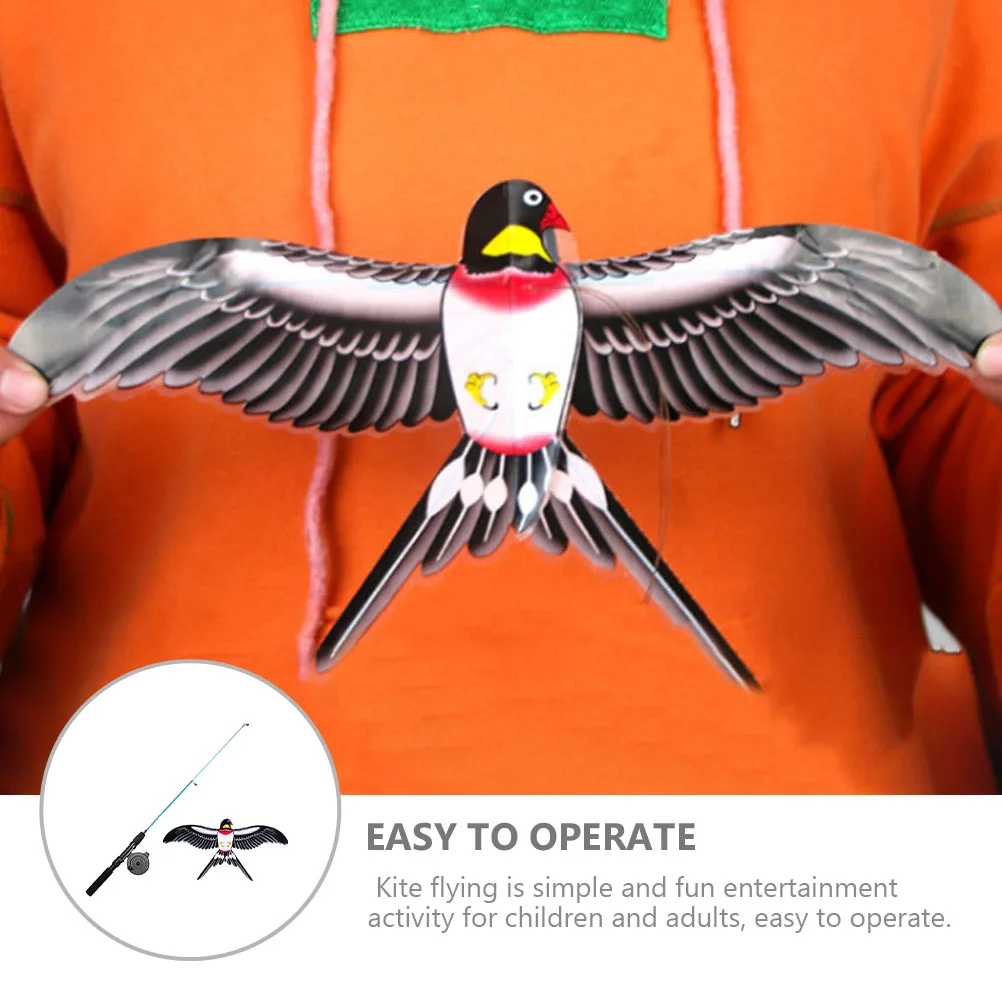 Easy to Rod Swallow Bird Kite for Kids Lightweight Outdoor Toys Children Kite Fun Activities Bright Color Vivid