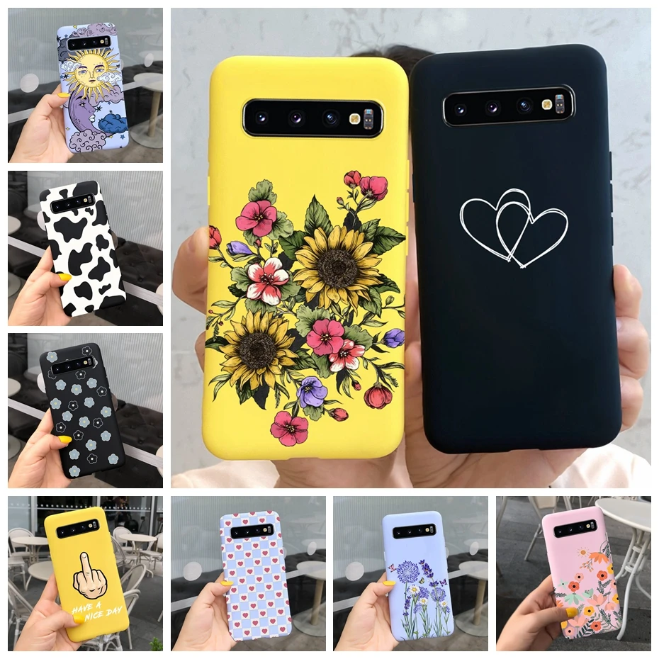 Étui en silicone pour Samsung Galaxy S10 Plus housse de téléphone Samsung S10 S 10 S10e fleur souple TPU Funda GalaxyS10 10e S10Plus Couqe