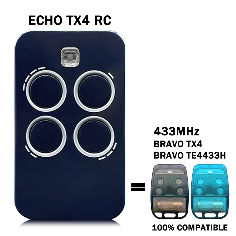 ECHO TX4 RC 6100334 / BRAVO TX4 / BRAVO TE4433H Electric Gate Remote Control Garage Door Opener 433MHz Hand Transmitter