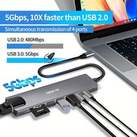 MOKiN 8 in 1 USB Hub Type C Docking Station for Laptops MacBook Pro iPad Pro 4K30Hz HDTV,USB3.1/3.0,SD/Micro SD Card Readers,PD