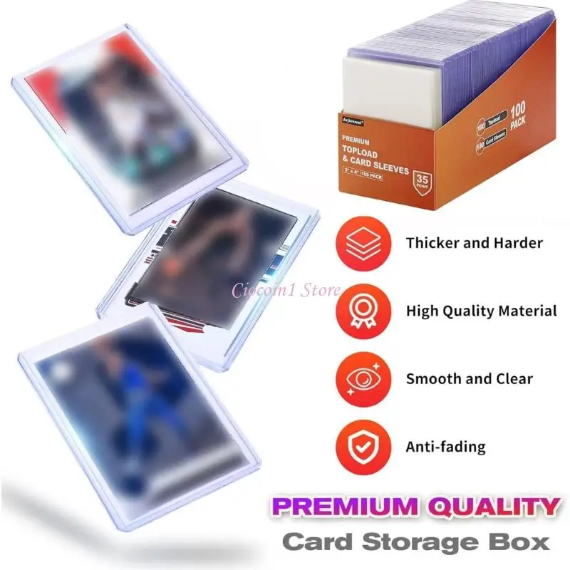 

Y1UB 3X4 Inch 35PT Hard Plastic Card Holders 100 Pack Full Sealed Transparent Sleeves for Document