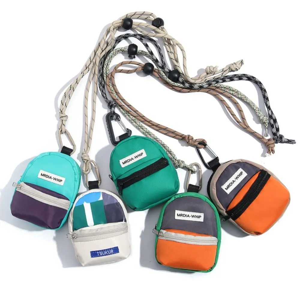 Fashion Neck Hanging Coin Purse Contrasting Color Polyester Mini Wallet Anti-theft Earphone Storage Bag Small Key Bag