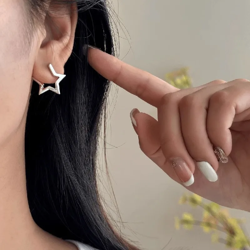 Simple Star-shaped Earrings Korean-style Three-dimensional effect Ins Fashion Female Niche Design Jewelry Accessories for Women