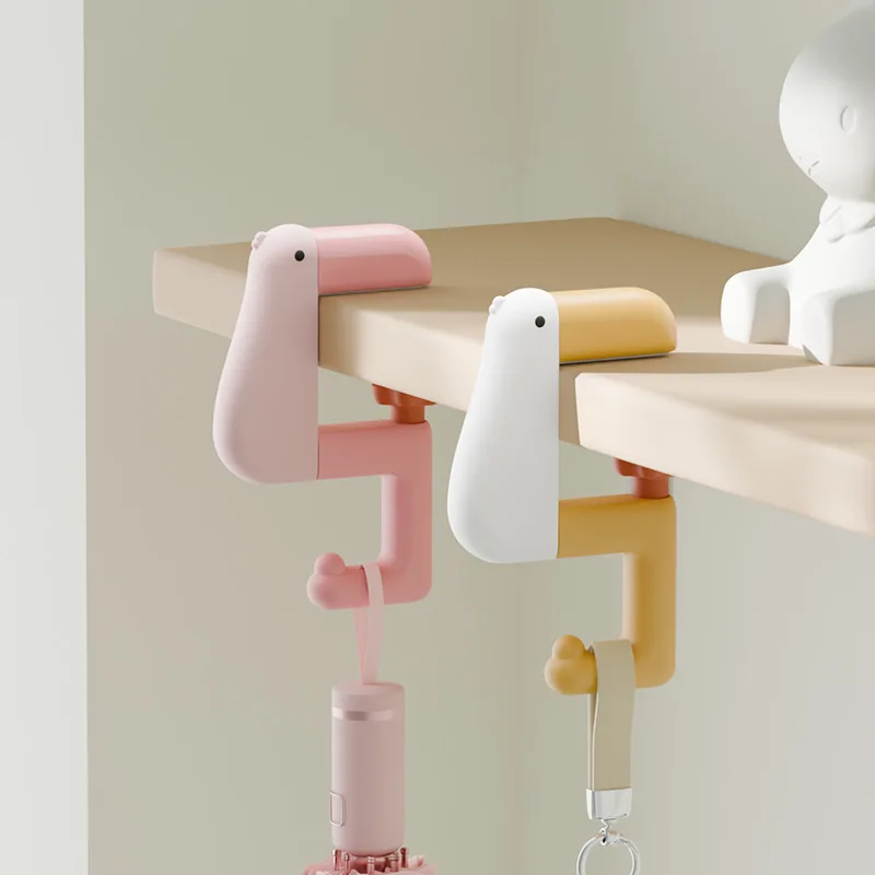 Creatividad del hogar, lindo y divertido pensamiento, ganchos para mochilas escolares en forma de pato, gancho ajustable en el borde del escritorio y encimera