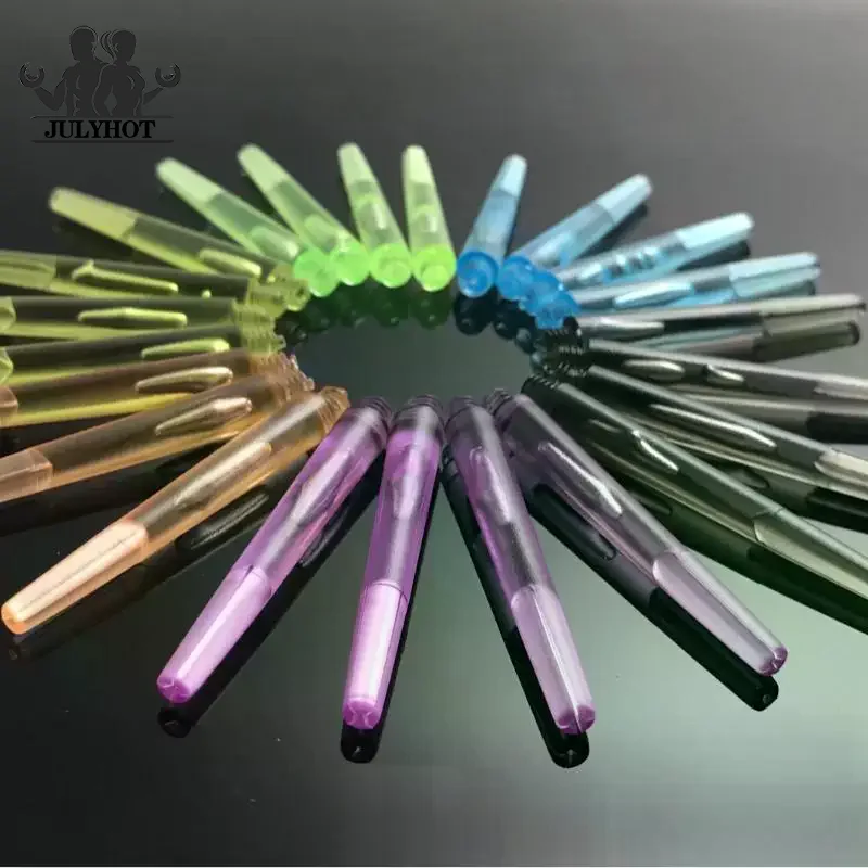 12Pcs 45/35MM Plastic Darts Shafts 4.5mm Screw Thread Transparent Dart Stems With Stainless Steel O Ring For Steel Soft Dart