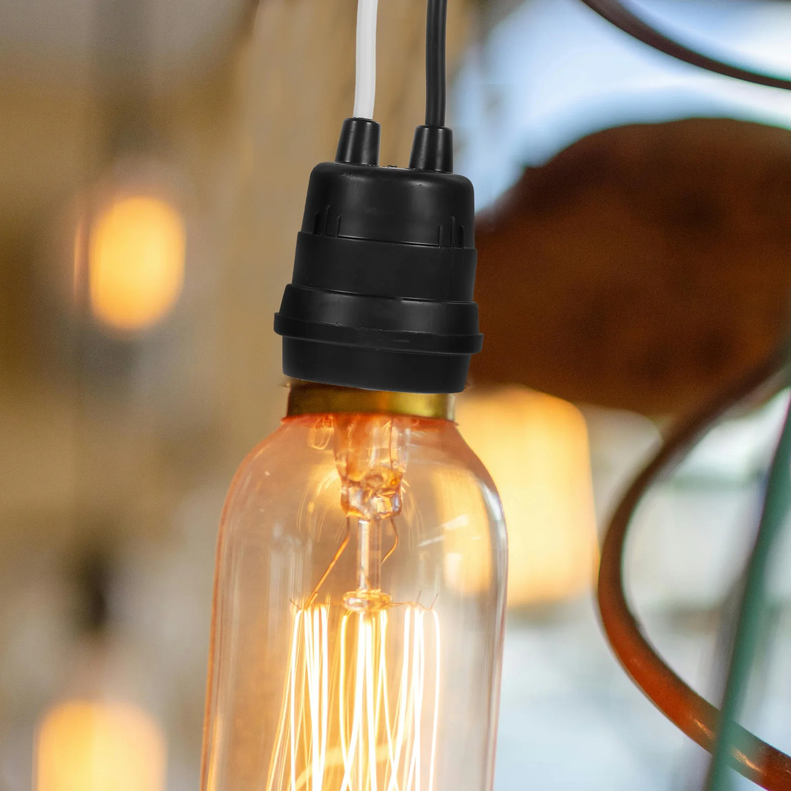 

6pcs E27 Lamp Holder Black Rubber Waterproof Socket DIY Lamps Wire Connector Screw Base Light Fixture Sealed E27 Car Lamp