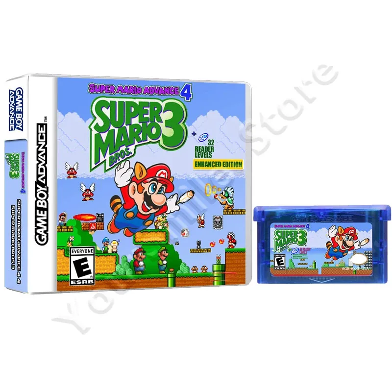 New GBA Game Cartridge Video Game Console Card Mario Series Super Mario Advance 4 English Version with Box Collection Gifts Toys